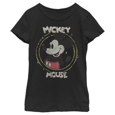 Girl's Disney Mickey Mouse Classic Circle Distressed T-Shirt