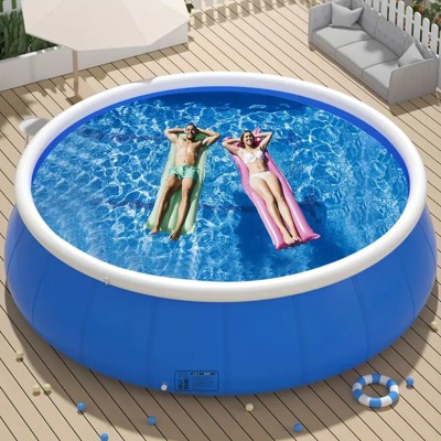 Racxily Inflatable Swimming Pool 244*63 inch, Butterfly Design Coil Mesh Above Ground Pool for Adults Kids, Outdoor Backyard Water Fun