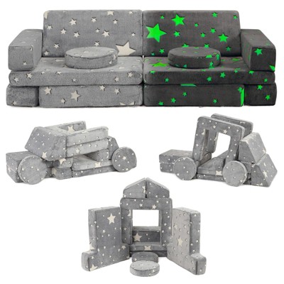 Kids Couch Toddler Play Couch for Bedroom Playroom, 3 in 1 Sectional Sofa for Kids' Play and Rest, Modular Mini Couch for Kids