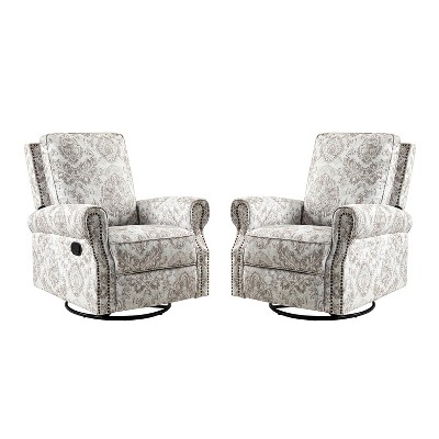 Set of 2 Pablo traditional-normal Manual Swivel Glider Recliner with  Nailhead Trims for Living Room  | KARAT HOME