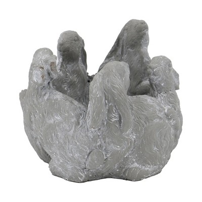 NAYSAYE Planter 5 Bunny Cement Planter Fun Animal Design for Indoor Outdoor Garden, Gray, 10"*8"*6.5"