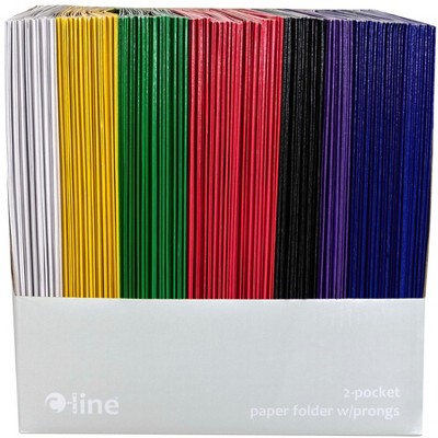 C-Line 2-Pocket Recycled Portfolio with Prongs, Assorted Colors, Set of 100