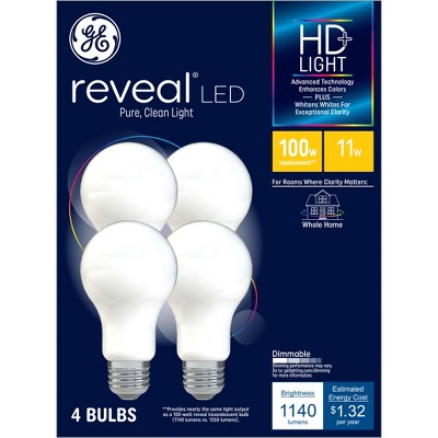 GE 4pk 100W Reveal A19 LED Light Bulbs