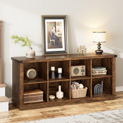 8 Cube Storage Organizer Bookcases, 3 Tier Metal Horizontal Bookcase, 62 Inch Industrial Storage Bookcase for Entryway