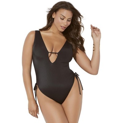 Swimsuits for All A-List Plunge One Piece Swimsuit (Plus Sizes Available)
