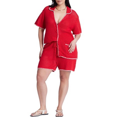 ELOQUII Crochet Knitted Short