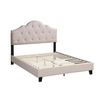Full Size Platform Bed with Upholstered Headboard for Bedroom
