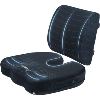 Sleepavo Memory Foam Seat Cushion for Office Chair Orthopedic Back and Butt Pillow for Sciatica Tailbone Coccyx Hip Pain Relief Lumbar Support Pillow