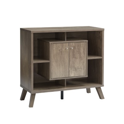 GlasFlength Decorative Storage Cabinets Compact display storage sideboard bookcase cabinet two door four shelves metal knobs, Brown, 39.5"*7.75"*39.5"