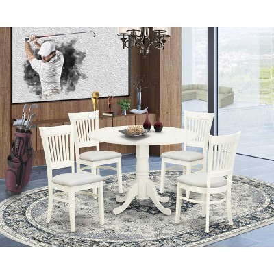 HomeStock 5 Piece Round Dining Table Set Linen White