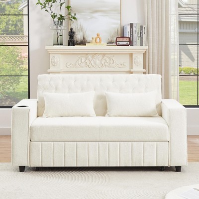 Whisen 61.4" Pull-out Sofa Bed Convertible Couch Loveseat Sofa Modern Sleeper Sofa