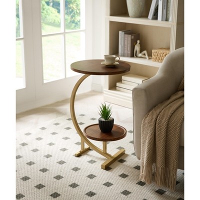 Kings Brand Furniture Modern Oval Side Table, Dual Shelf Faux Marble Accent Table, Small End Table for Living Room or Bedroom