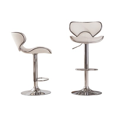 FONTOI 2PCS Upholstery Adjustable Swivel Barstools, Counter Stools with Back&Footrests for Living Room Kitchen Island, White, 17.75"*21.25"*34"
