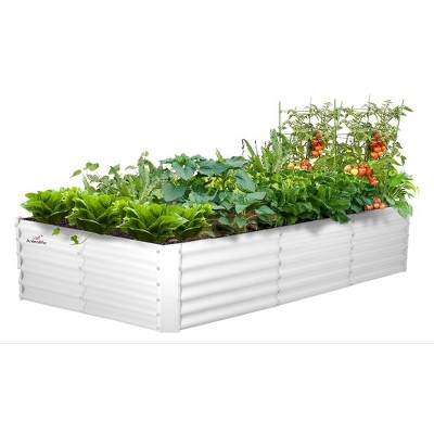 Anybear 8x4x1.5ft Antique White Galvanized Rectangular Garden Bed