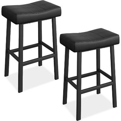 Jojoka Counter Height Bar Stools Set of 2,24 Inch PU Leather Barstools with Metal Legs for Kitchen Island