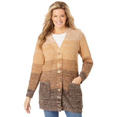Woman Within Ombre Shaker Cardigan