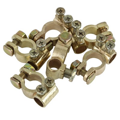 Unique Bargains Battery Terminal Connectors Clamps for Car Van Caravan Motorhome Gold Tone 6 Pcs