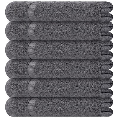 White Classic  22x44" Bath Towels Set 6 Pc, 100% Cotton Bathroom Towels 6 Pack