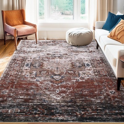 Area Rug , Washable Ombre Print Vintage Distressed Ultra-Thin Bedroom Living Room Accent Rug