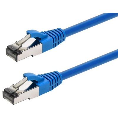 Monoprice Cat8 Patch Cable - 15 Feet - Blue | Double Shielded (S/FTP), 28AWG, 2GHz, 40G, Pure Bare Copper, Snagless RJ45, Ethernet Cable
