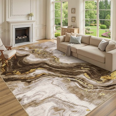 Washable Area Rugs for Living Room, Modern Abstract Rug Ultra Soft Non Slip Low Pile Rug, Bedroom Dining Room Kitchen Decor
