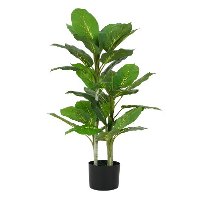 Gulches 42in Artificial Dieffenbachia Tree in Pot Green Polyester Leaves Indoor Floor Plant Decor No Maintenance Faux Plant