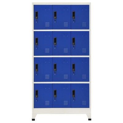 vidaXL Locker Cabinet Grey and Blue Steel Large Modern Locks