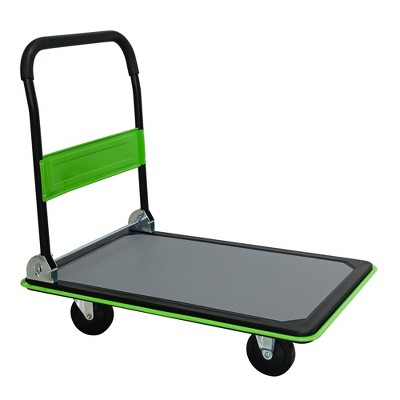 Cesicia Flatbed Cart, 660lbs Capacity Platform Hand Truck with 360 Degree Swivel Wheels, Foldable Push Hand Cart