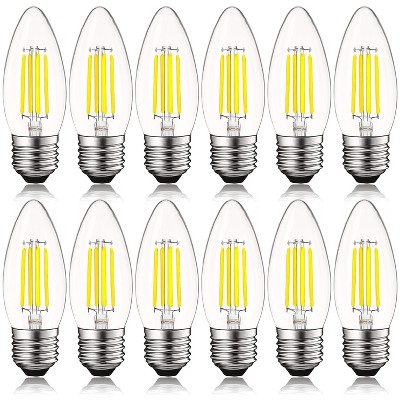 Luxrite 5W Vintage Candelabra LED Bulbs 60W Equivalent, 550 Lumens, 5000K Bright White, Dimmable, E26 Medium Base, Torpedo Tip 12 Pack