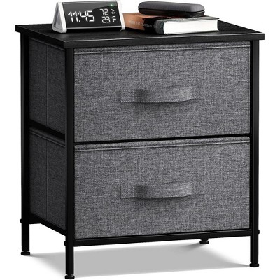 Sorbus Nightstand with 2 Drawers - Steel Frame, Wood Top & Easy Pull Fabric Bins - Great for Home, Bedroom, Office & College Dorm