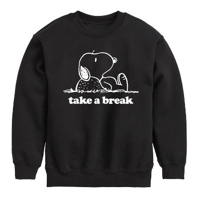 Boys' - Peanuts - Take A Break Graphic Long Sleeve Fleece Sweatshirt