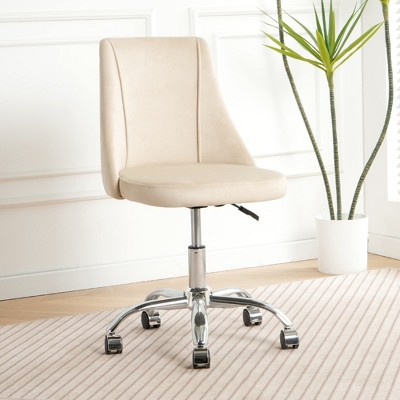 Racxily Armless Office Chair, Velvet Office Desk with Wheels, Adjustable Swivel Accent Chairs, Vanity Seat for Small Spaces