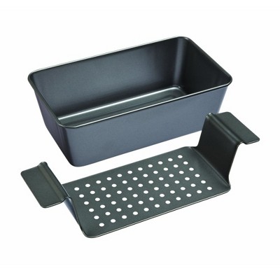 Chicago Metallic Non-Stick Baking Pan 2-Piece Meatloaf Set - Heavy-Duty Steel with Perforated Lifter - Durable, Oven-Safe Baking Pan, 2 lb Capacity