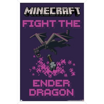 Trends International Minecraft - Fight The Ender Dragon Framed Wall Poster Prints
