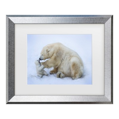 Trademark Fine Art - Anton Belovodchenko Polar Bear With Mom Matted Framed Art