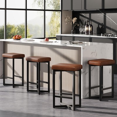 Bar Stools, Barstools Set of 4, 24.6" Bar Stools for Kitchen Island, Industrial Bar Chairs, for Dining Room, Kitchen, Bar, Rustic Brown and Black