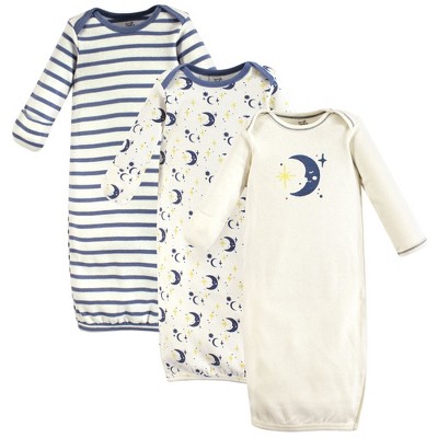 Touched by Nature Baby Organic Cotton Long-Sleeve Gowns 3pk, Moon