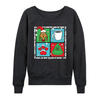 Women's - Dr. Seuss -  Lightweight French Terry Wide Neck Long Sleeve Graphic Shirt
