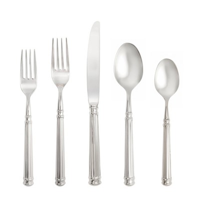 Fortessa Tableware Solutions 5pc Nyssa Hollow Handle Flatware Set: 18/10 Stainless Steel, Dishwasher-Safe, Service for 1