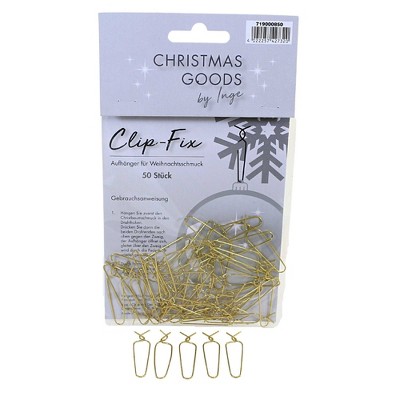 Inge Glas 1.75 In Clip-Fix  Gold , Ornament Hanger Spring Action (50PC)