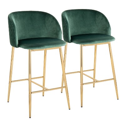 Set of 2 Fran Pleated Waves Counter Height Barstools - LumiSource