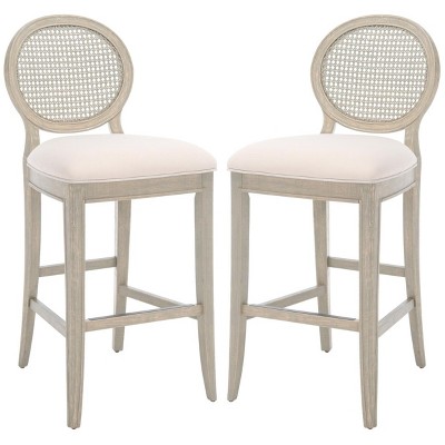 Karlee Rattan Back Barstool (Set Of 2) - SFV2132 - Safavieh Couture