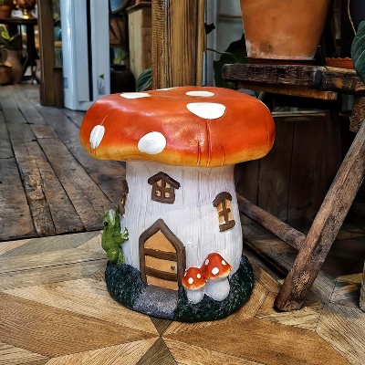 Anybear 13.4'' Mushroom House Decoration Garden Stool, Garden Resin Stool, Oversized Sculpture, Fairy Forest Base