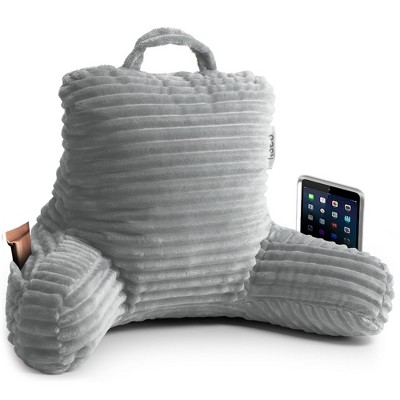 Nestl Cut Plush Striped Reading Pillow for Adults, Kids & Teens, Shredded Memory Foam Bed Rest Pillow with Arms