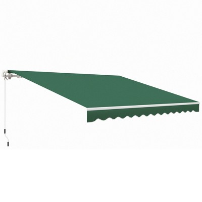 Outsunny 12' x 10' Manual Retractable Awning Outdoor Sunshade Shelter for Patio, Balcony, Yard, with Adjustable & Versatile Design