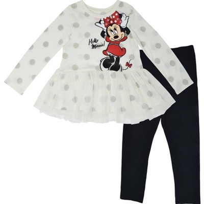 Disney Mickey Mouse & Friends Peplum T-Shirt Leggings Outfit Set Toddler