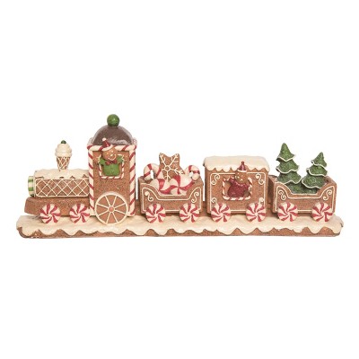 Transpac Gingerbread Train Decor Multicolored Sculpture for Christmas Tabletop Indoor Use Gift Giving and Holiday Accents
