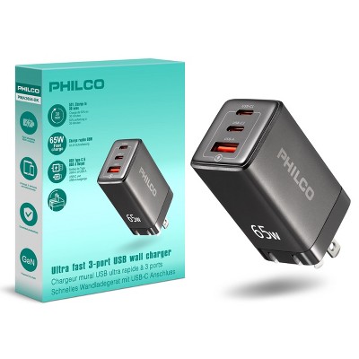 PHILCO 65W USB-C Wall Charger for Smartphones, Laptops