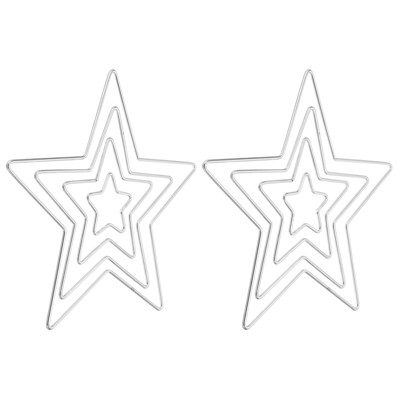 Unique Bargains DIY Hanging Decoration Macrame Star Shape Dream Catcher Rings Silver 4 Sizes 2 Sets