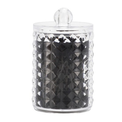 Unique Bargains Round Diamond Pattern Acrylic Cotton Swab Jar for Bathroom Clear 1 Pc